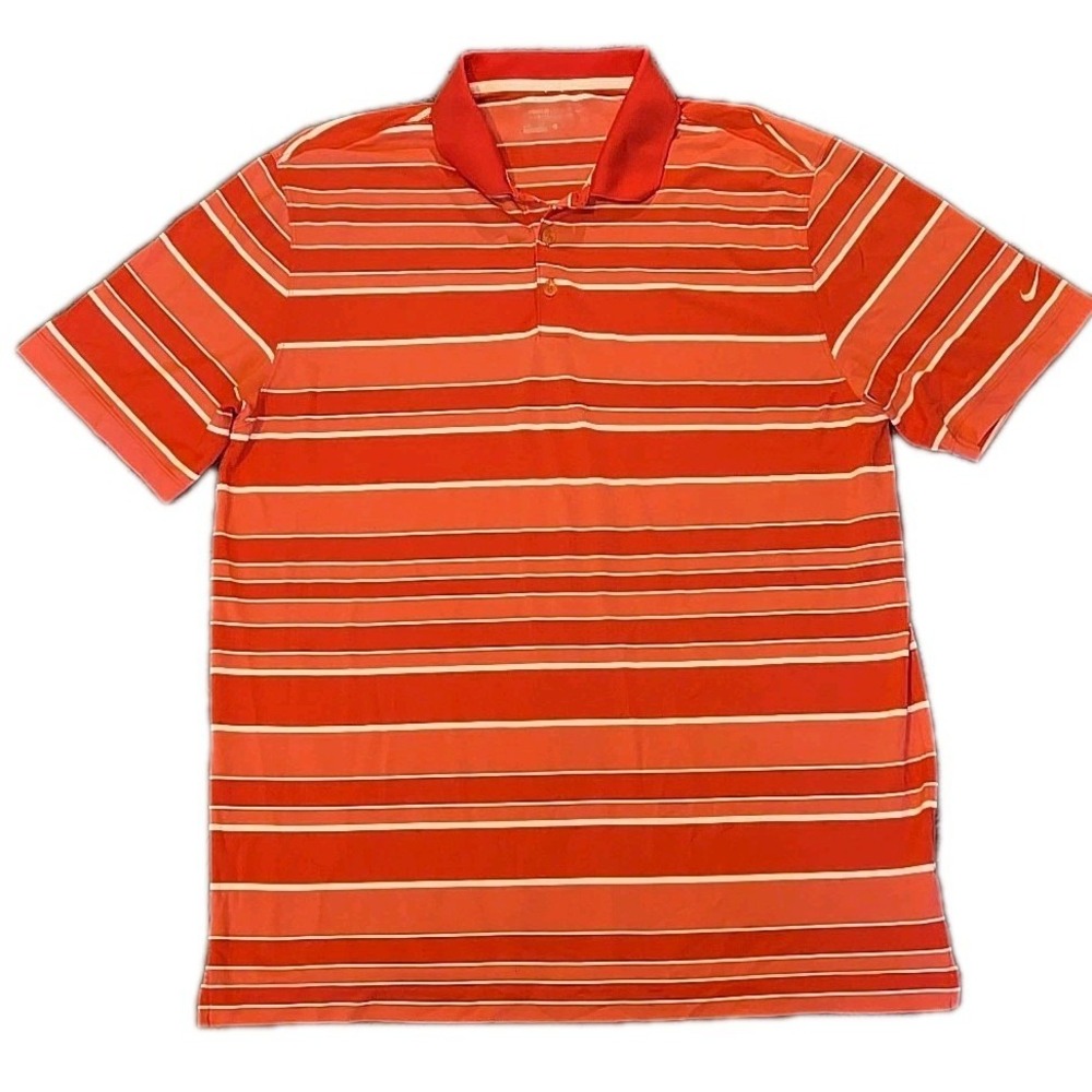 Nike XL Golf Polo Tour Performance Perforated Men's Pink White Dri-FIT Striped